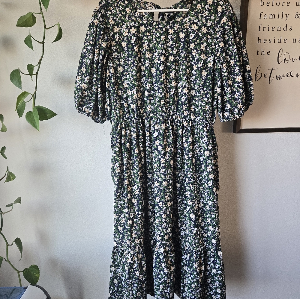 Downeast Floral Puffy Sleeve Dress